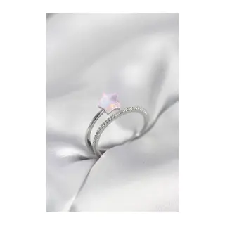 Gümüş Renk Zirkon Taşlı Pembe Halley Model Kadın Yüzük