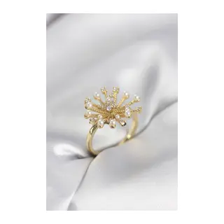 Gold Renk Karahindiba Model Zirkon Taşlı Kadın Yüzük