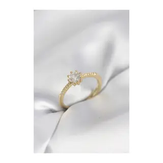 Tek Taş Model Gold Renk Zirkon Taşlı Kadın Yüzük
