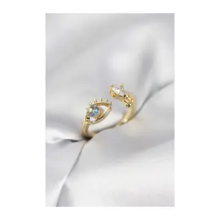 Gözyaşı Model Gold Renk Zirkon Taşlı Kadın Yüzük