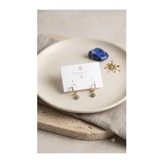 Minimal Nazarlı Model Gold Renk Zirkon Taşlı Kadın Küpe