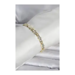 Pirinç Gold Renk Petek Model Zirkon Taşlı Kadın Bileklik