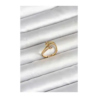 316L Çelik Gold Renk Zirkon Taşlı Kalp Model Kadın Yüzük