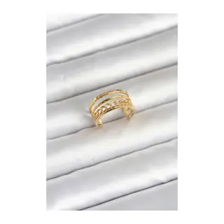 316L Çelik Gold Renk Zincirli Vintage Model Kadın Yüzük