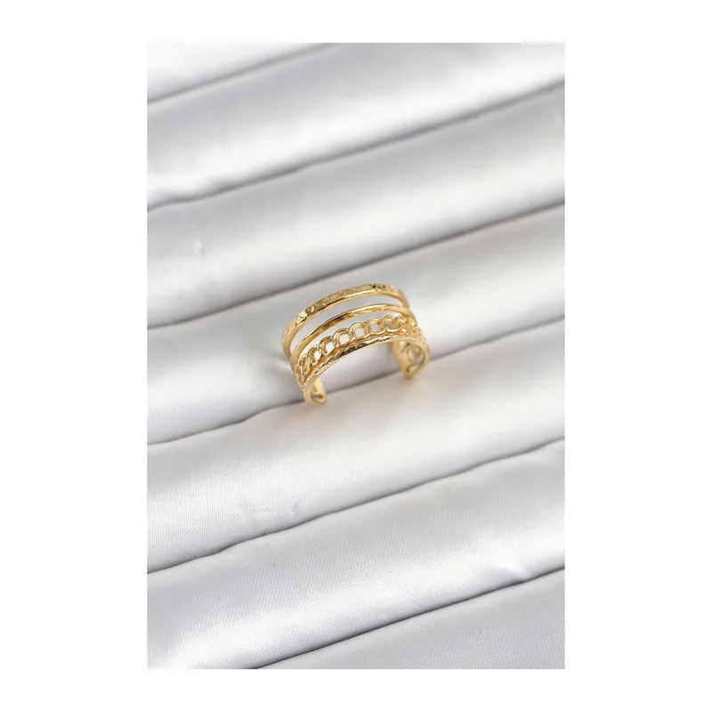 316L Çelik Gold Renk Zincirli Vintage Model Kadın Yüzük