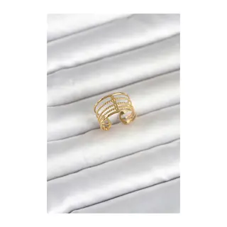 316L Çelik Gold Renk Vintage Model Kadın Yüzük