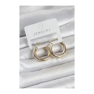 Gold Renk Pirinç Halka 25 mm Kadın Küpe