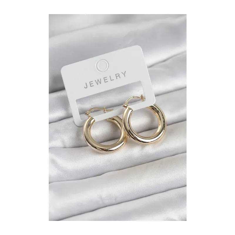 Gold Renk Pirinç Halka 25 mm Kadın Küpe