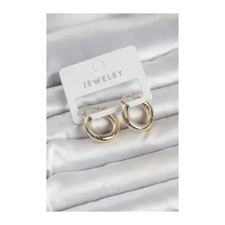 Gold Renk Pirinç Halka 20 mm Kadın Küpe