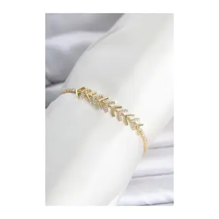 Pirinç Gold Renk Zirkon Taşlı Çavuş Model Su Yolu Kadın Bileklik