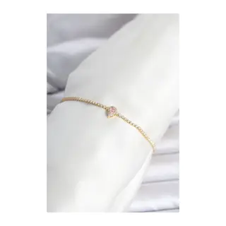 Pirinç Gold Renk Pembe Damla Model Su Yolu Kadın Bileklik