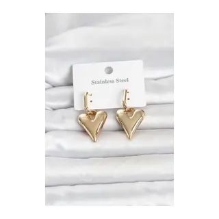 316L Çelik Gold Renk Kalp Modelli Kadın Küpe