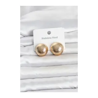 316L Çelik Gold Renk Top Model Kadın Küpe