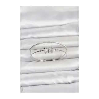 Pirinç Gümüş Renk Baget Zirkon Taşlı Objeli Kadın Bileklik