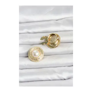 Gold Renk İncili Model Düğme veya Manşet Broşu