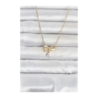 316L Çelik Zincir Gold Renk Fiyonk Model Kadın Kolye