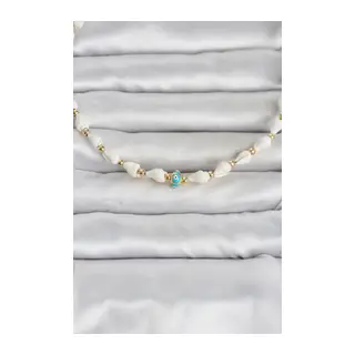 Doğal Deniz Kabuğu Dizili Nazar Model Kolye