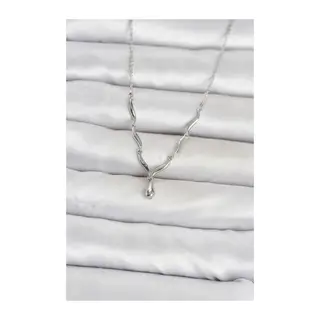 Pirinç Gümüş Renk Damla Model Kadın Kolye