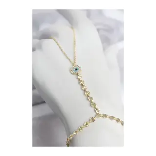 Gold Renk Pirinç Zirkon Taşlı Nazar Model Şahmeran
