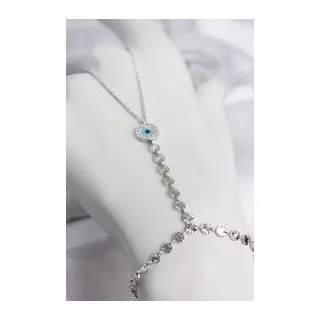 Gümüş Renk Pirinç Zirkon Taşlı Nazar Model Şahmeran