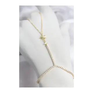 Gold Renk Pirinç Zirkon Taşlı Kutup Yıldızı Model Şahmeran