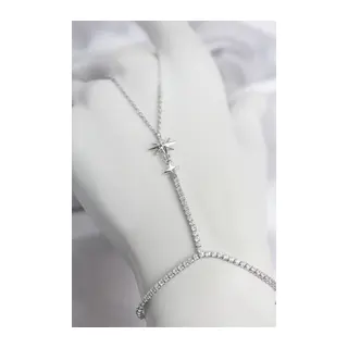 Gümüş Renk Pirinç Zirkon Taşlı Kutup Yıldızı Model Şahmeran