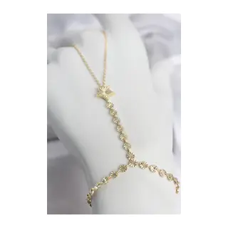 Gold Renk Pirinç Lazerli Yıldız Model Zirkon Taşlı Şahmeran