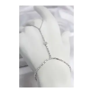 Gümüş Renk Pirinç Zirkon Taşlı Yıldız Model Şahmeran