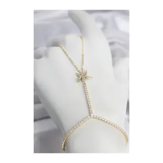 Gold Renk Pirinç Zirkon Taşlı Deniz Yıldızı Model Şahmeran