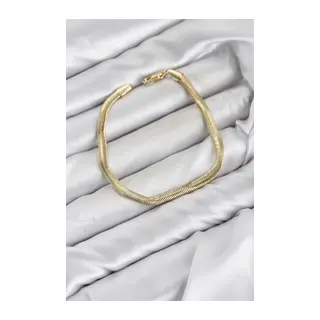CM Yassı Yılan Zincir Model Gold Renk Pirinç Kadın Bileklik