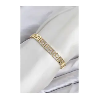 CM Labirent Model Zirkon Taşlı VIP Seri Gold Renk Pirinç Kadın Bileklik