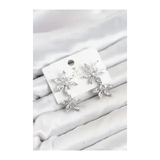 Lotus Model Gümüş Renk Zirkon Taşlı Kadın Küpe