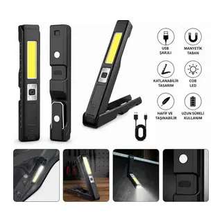 GS-2070 30W Şarjlı Mıknatıslı Katlanabilir LED Çalışma Tamirci Feneri