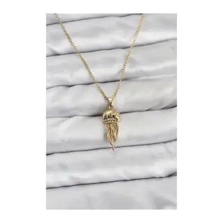 316L Çelik Zincir Gold Renk Deniz Anası Model Zirkon Taşlı Kadın Kolye