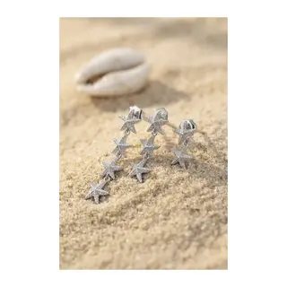 3 lü Set Gümüş Renk Deniz Yıldızı Model Küpe