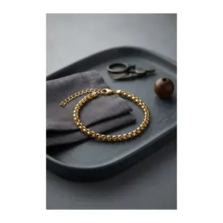 316L Çelik Gold Renk Box Zincir Model Erkek Bileklik