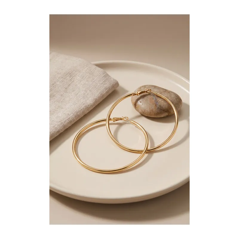 316L Çelik Gold Renk 56 mm Halka Küpe