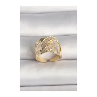 Pirinç Gold Renk Ayarlanabilir Zirkon Taşlı Kadın Yüzük