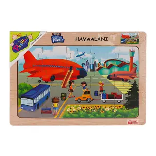 ONY-233-234-235-236 Ahşap Eğitici Puzzle Havaalanı -Onyıl Oyuncak