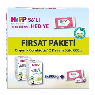 2 Organik Combiotic Bebek Sütü 800 Gr X2 Islak Mendil Hediyeli