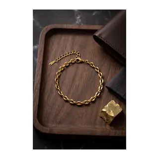 316L Çelik Gold Renk Rolo Zincir Model Erkek Bileklik