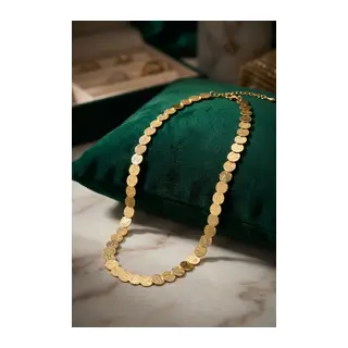 Plaka Model Gold Renk Pirinç Kadın Kolye