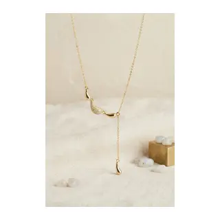 Pirinç Gold Renk Zirkon Taşlı Damla Model Kadın Kolye