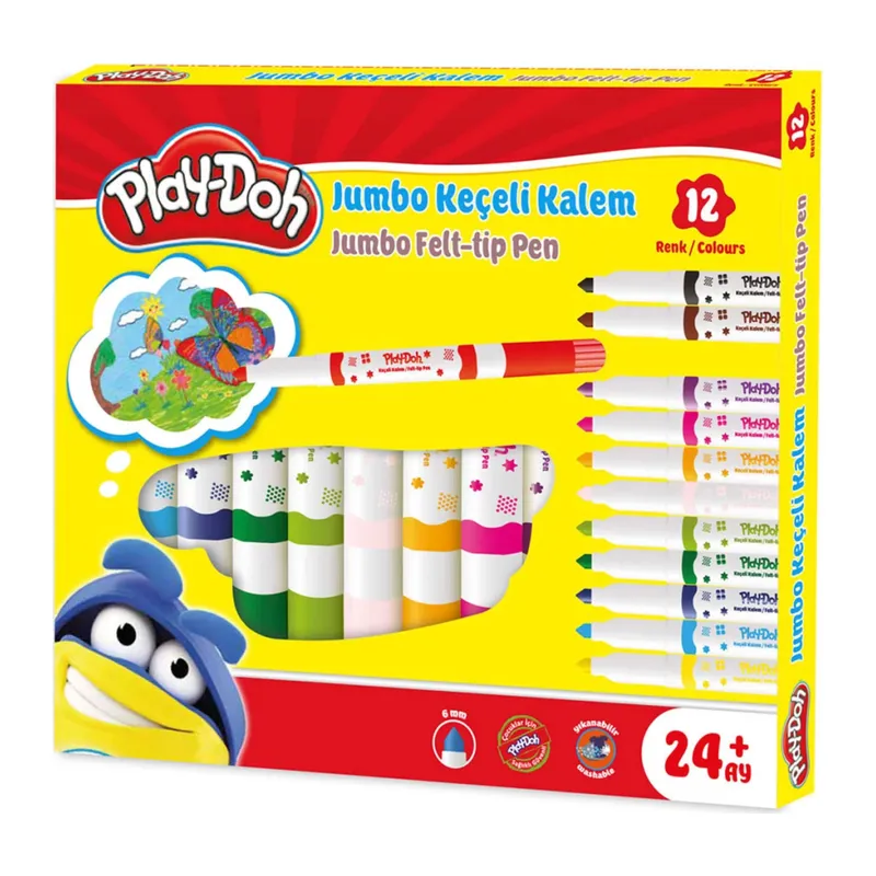 Play-Doh Jumbo Keçeli Kalem 6 mm 12'li