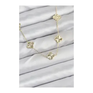 Pirinç Gold Renk Yonca Kadın Kolye