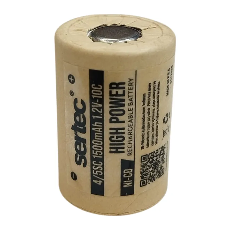 1.2V Ni-Cd 4/5 SC 1500 Mah Kağıt Şarjlı Pil 10C (Başsız/Flat Head)