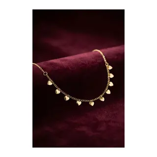 Gold Pirinç Kalp Model Kadın Kolye