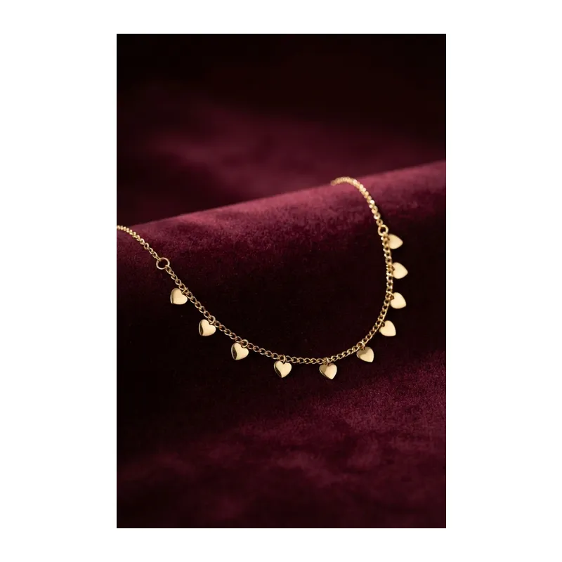 Gold Pirinç Kalp Model Kadın Kolye