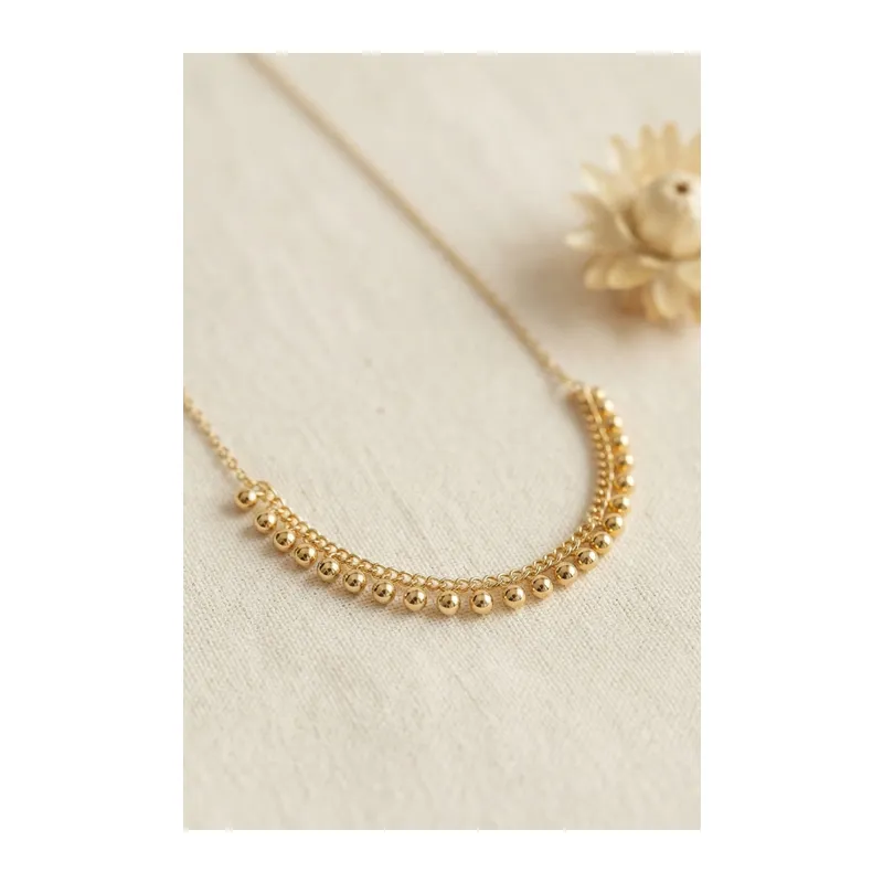 Gold Pirinç Topçuk Model Kadın Kolye