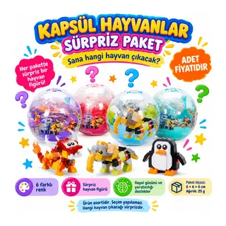 5244 KAPSÜL HAYVANLAR SÜRPRİZ PAKET 24D (adet fiyatıdır)